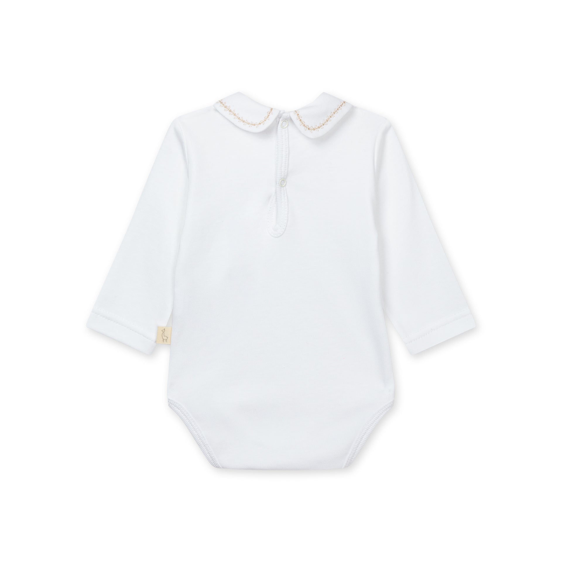 White & Taupe Onesie with Peter Pan Collar