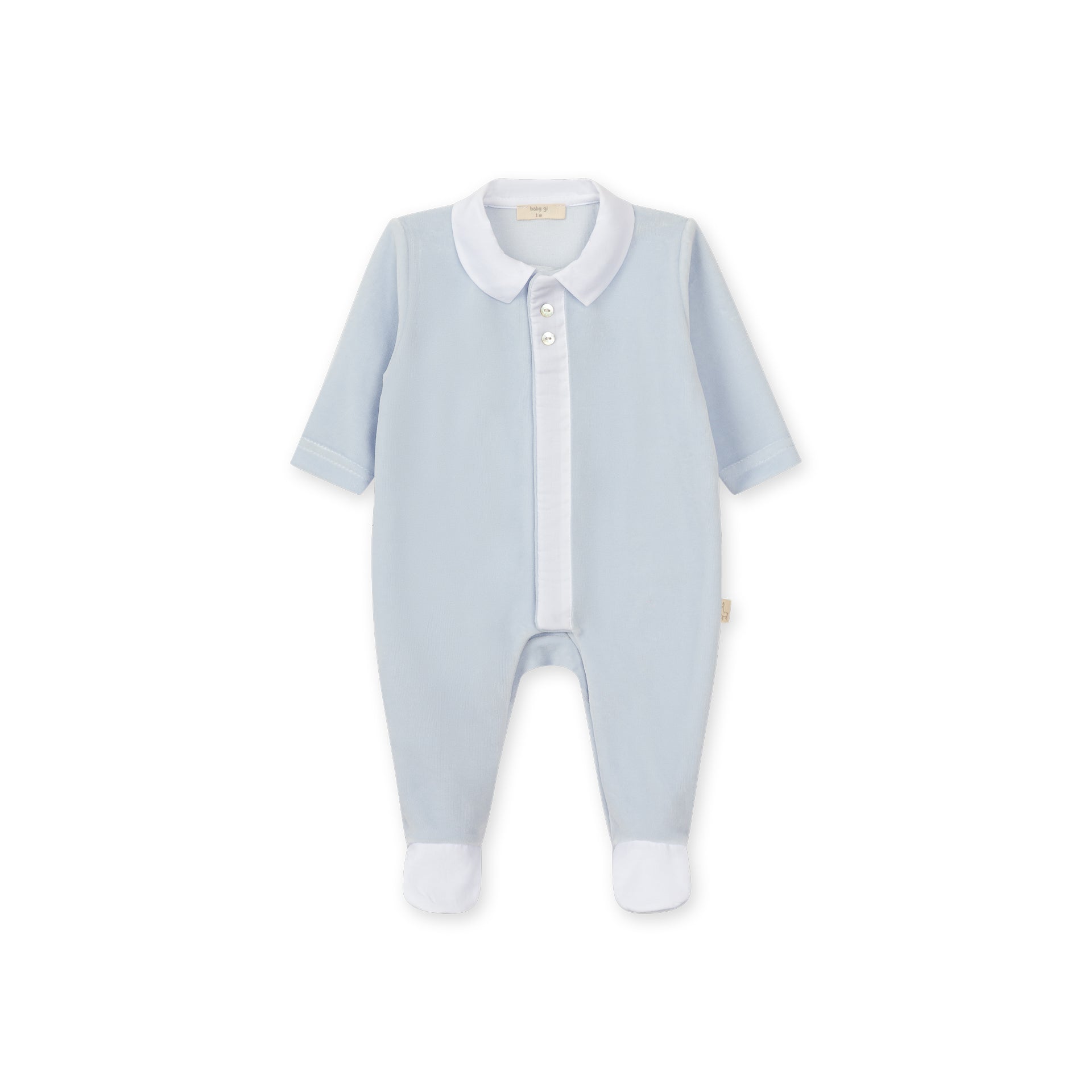 Pastel Blue Velour Footie