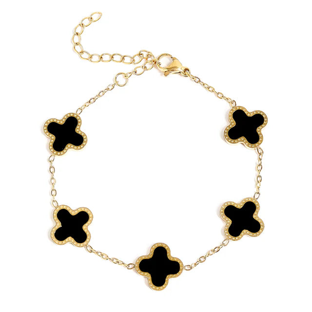 18K Gold Sealed Clover Charm Bracelet