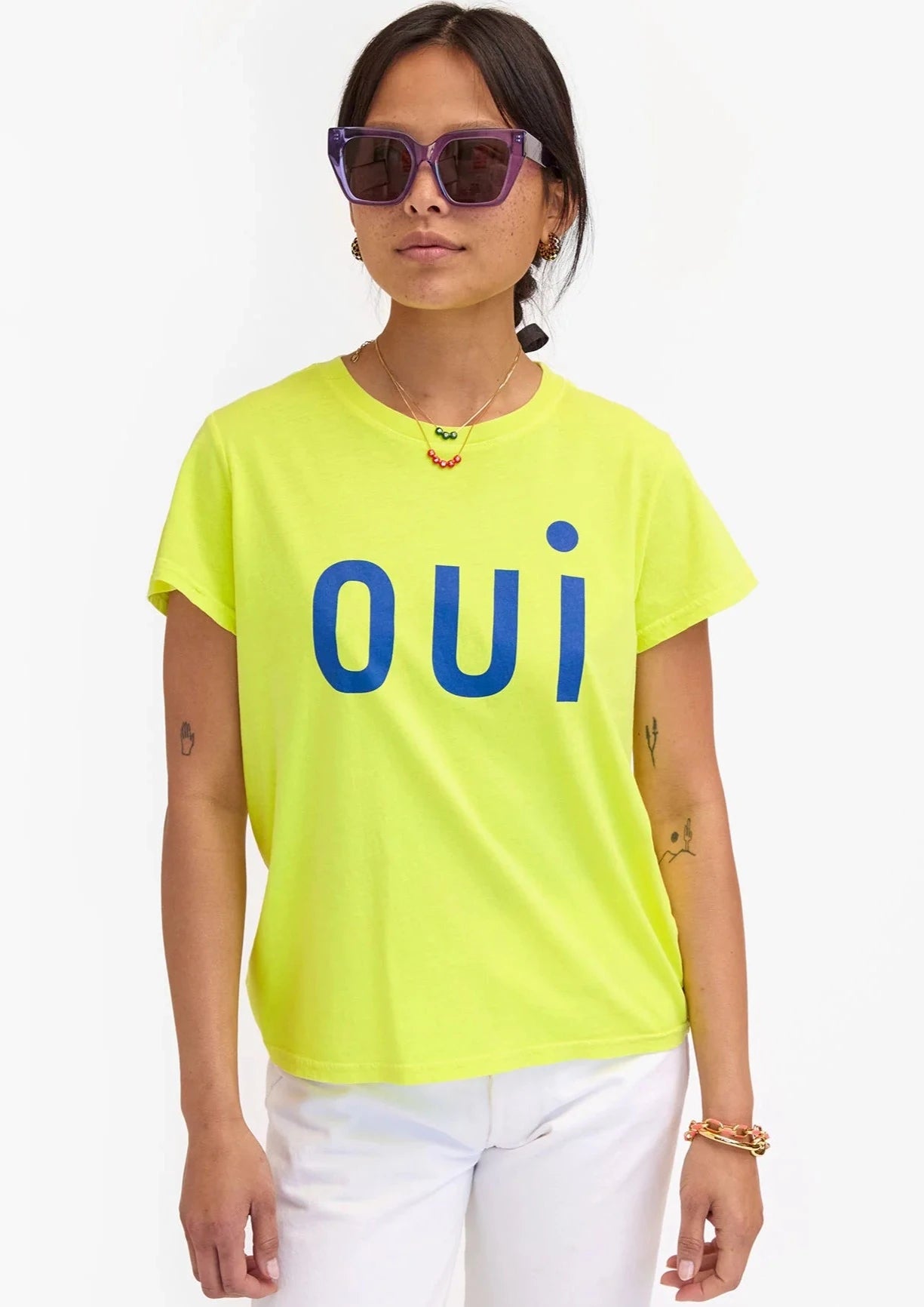 Clare V. Classis Neon Yellow OUI Tee
