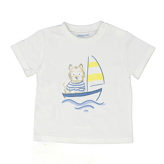 White Puppy Sailboat Tee