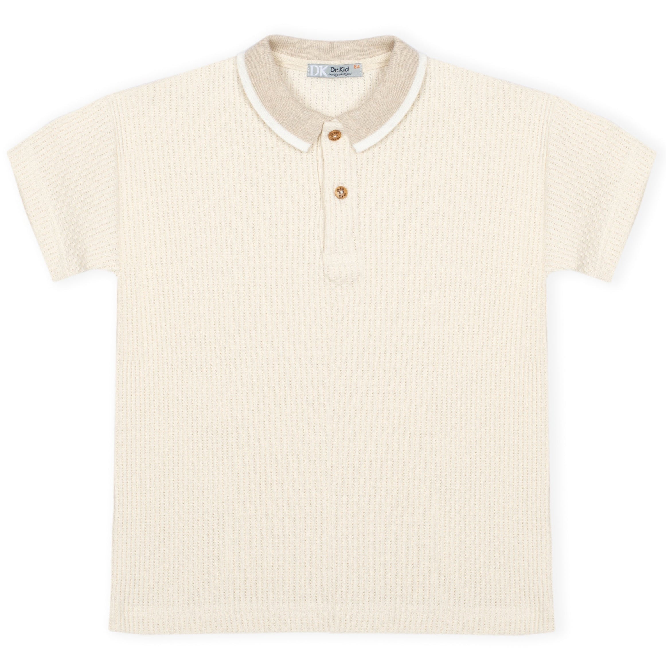 Beige Textruted Polo Sweater Big Boys