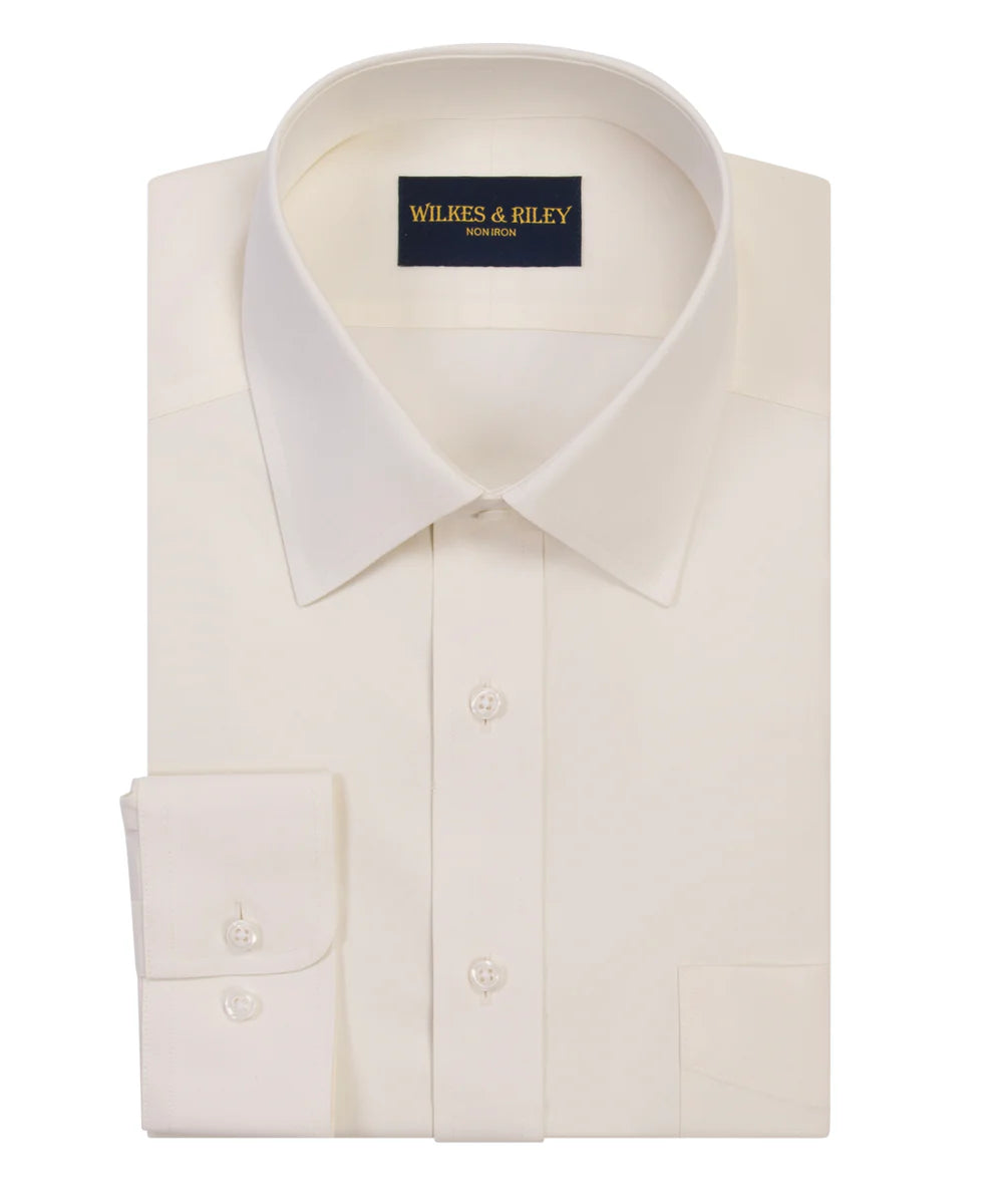 Mens Ecru Pinpoint Noniron Shirt