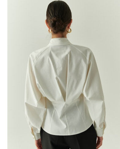 Off White Shirt with Gold Buttons