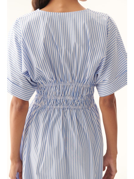 Exquise Blue Stripe Wrap Dress