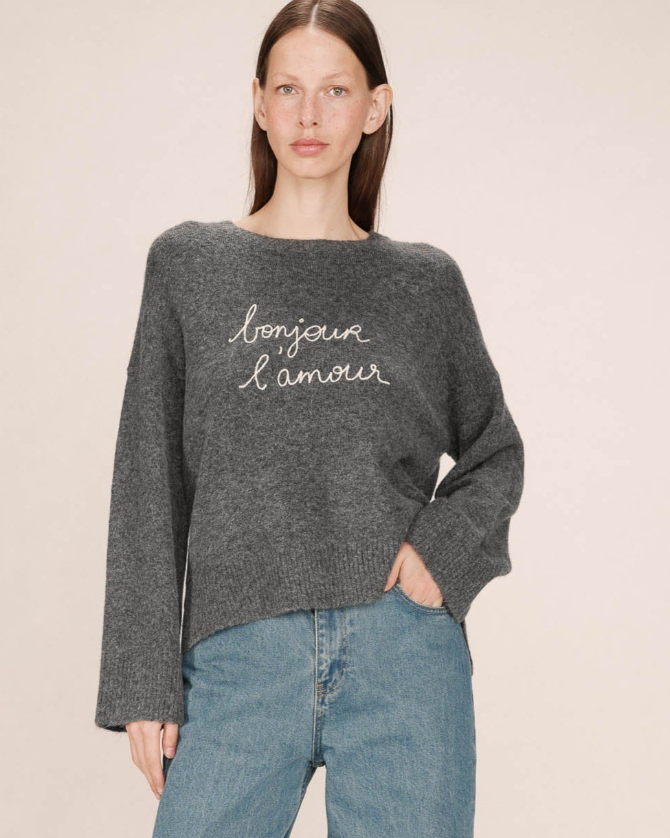 Charcoal Bonjour Oversized Sweater