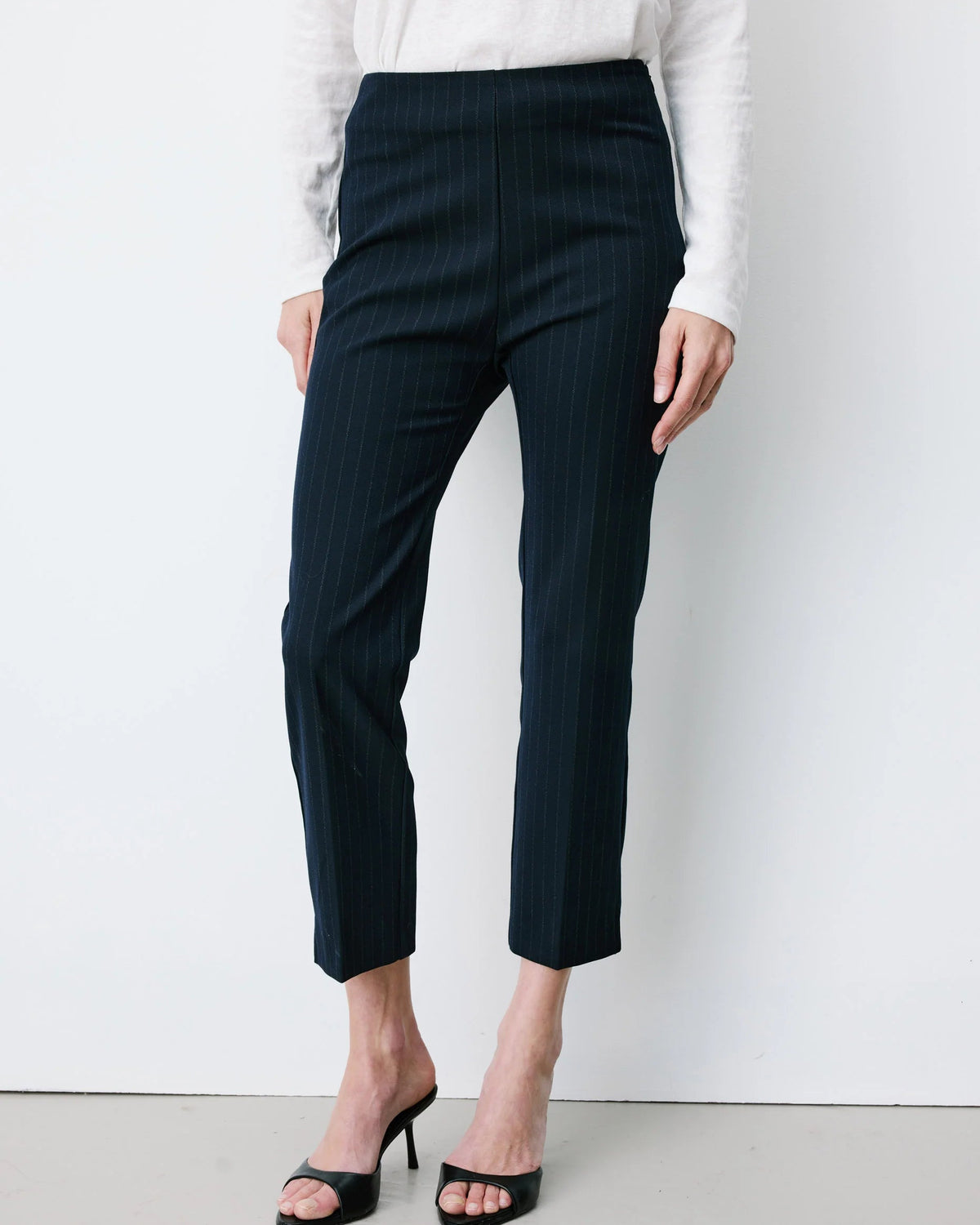 Women's Navy Pinstripe Slim Pant