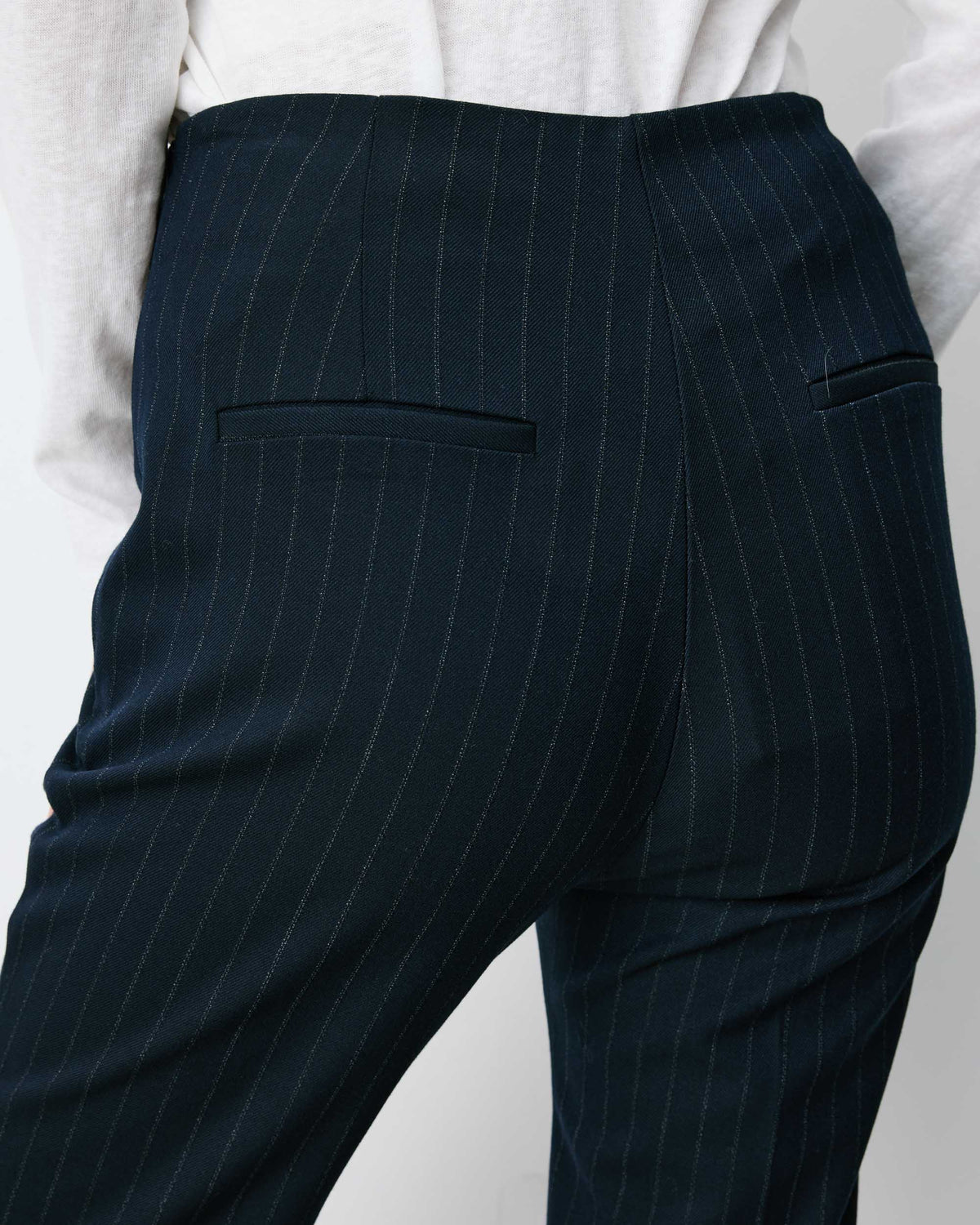 Women's Navy Pinstripe Slim Pant