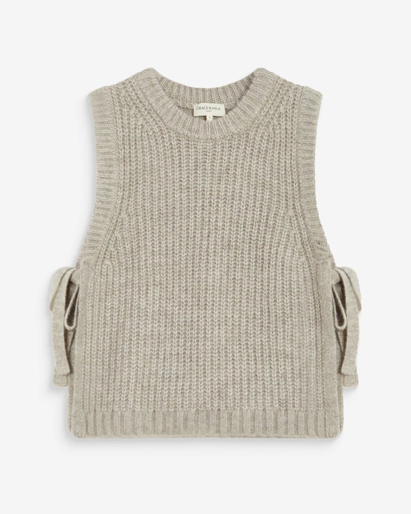 Argan Greige Side Tie Sweater Vest