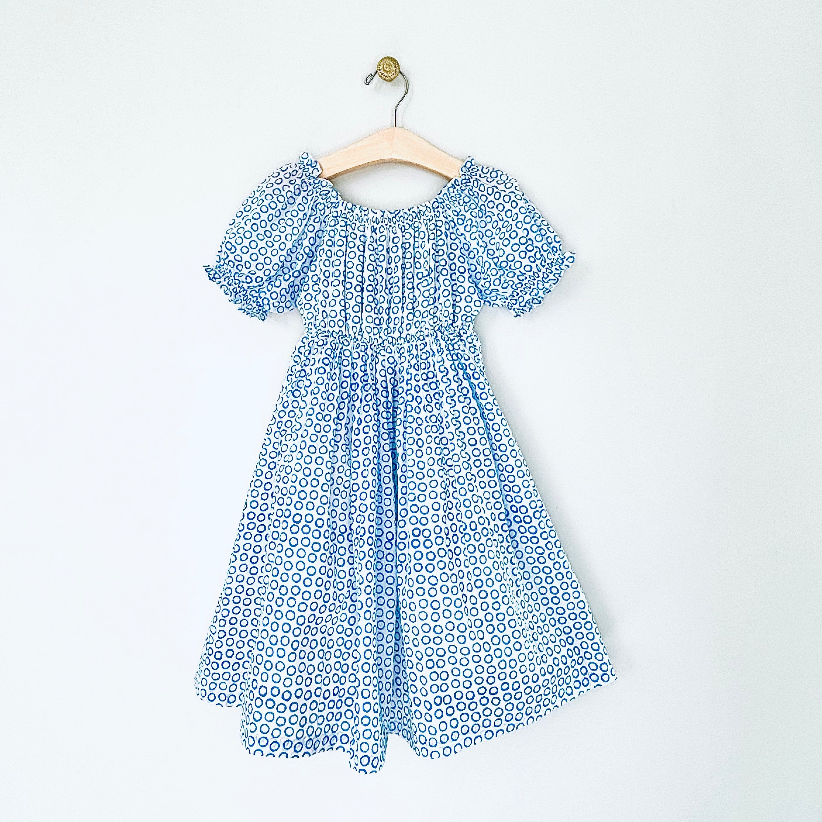 Infant Fiona Blue Circle Peasant Dress