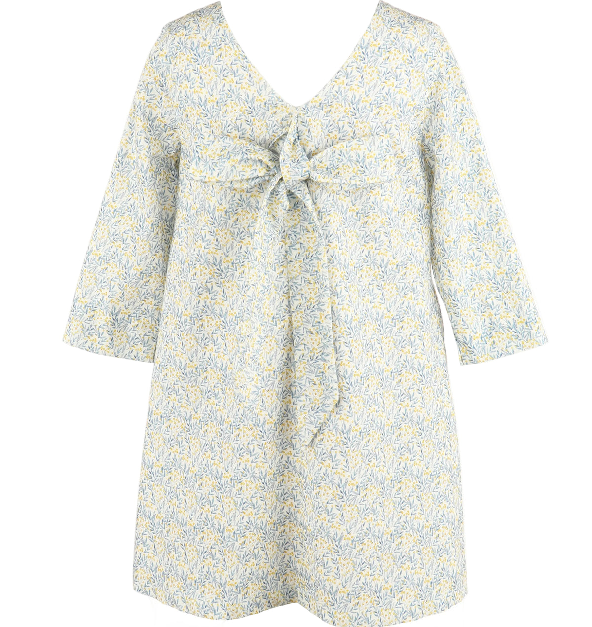 Blue Gold Print Bow Back Dress