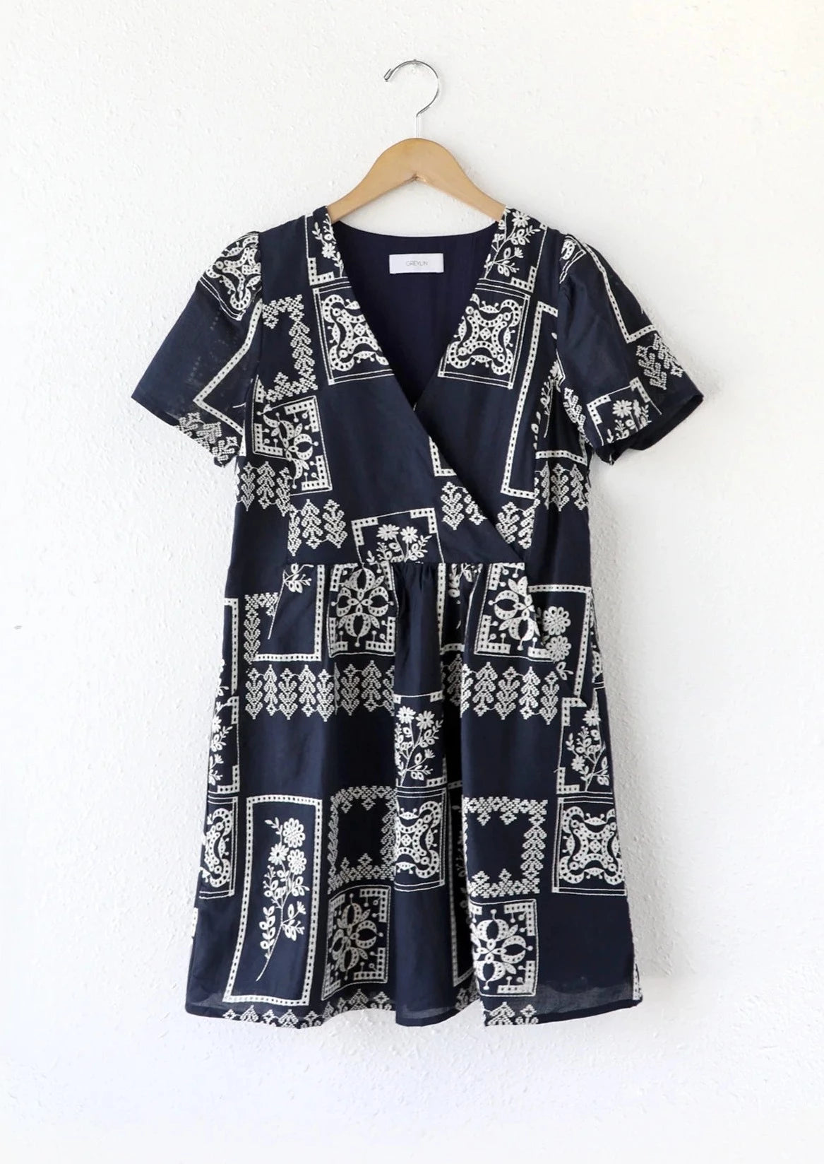 Landi Navy Embroidered Mini Dress