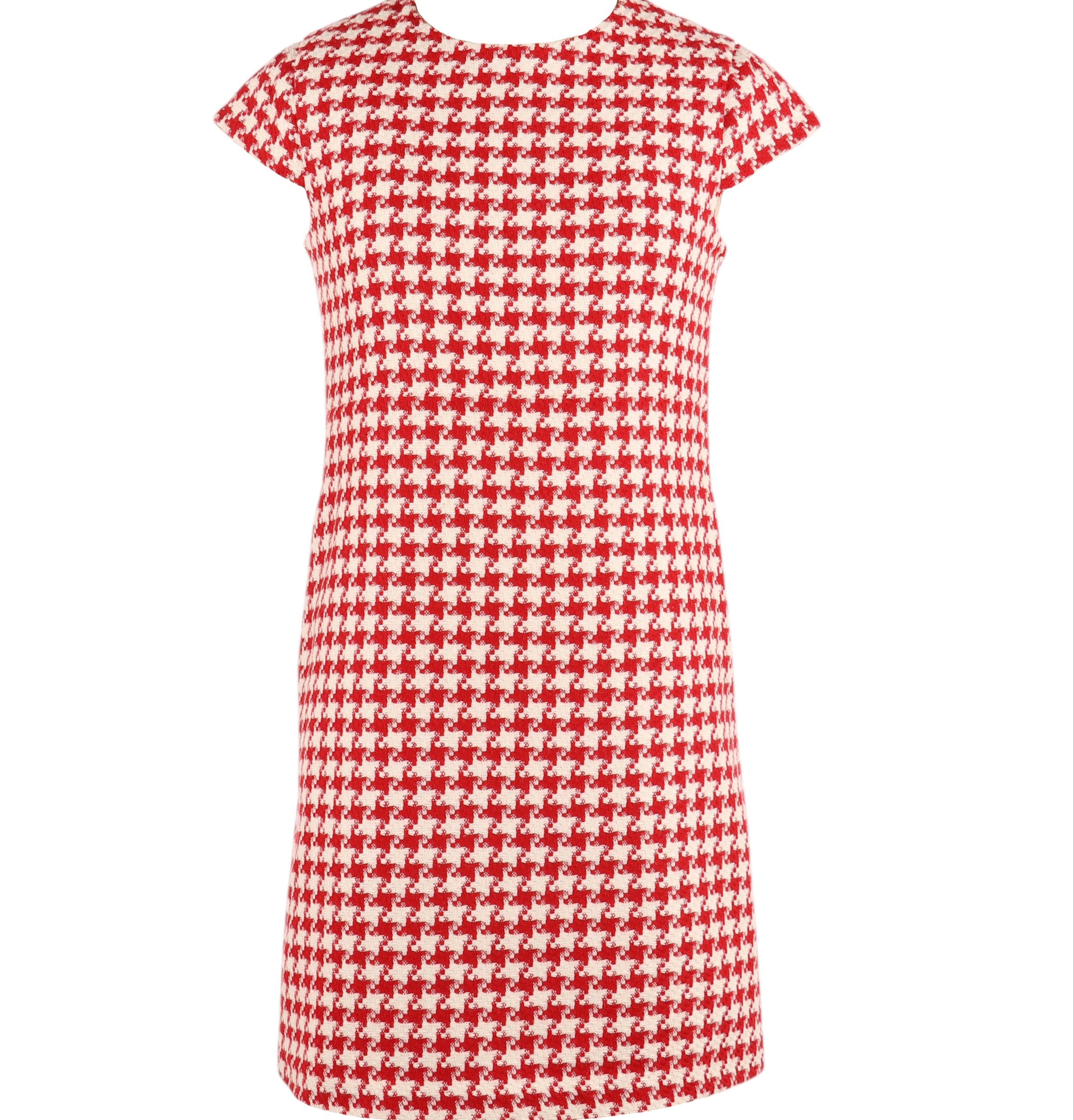 Red Houndstooth Shift Dress