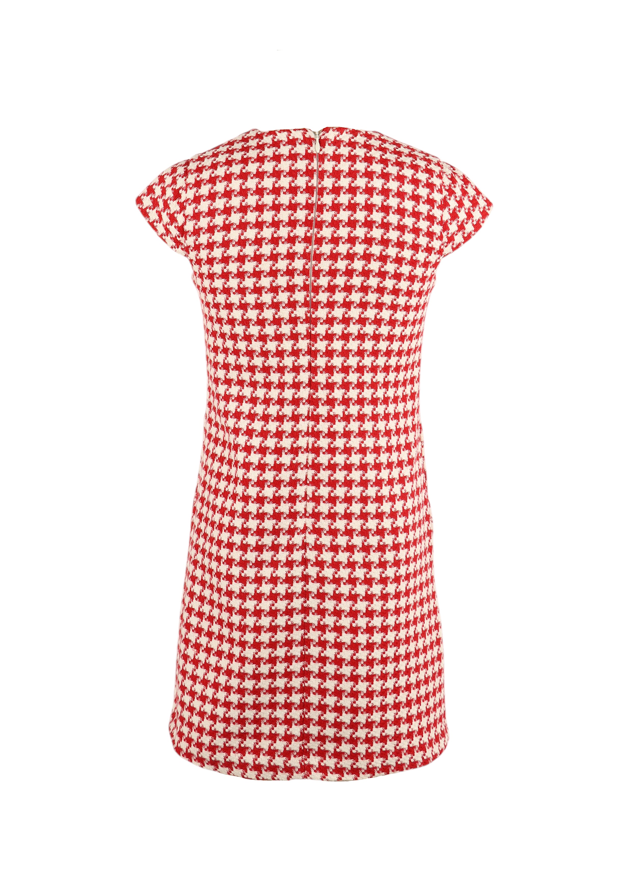 Red Houndstooth Shift Dress