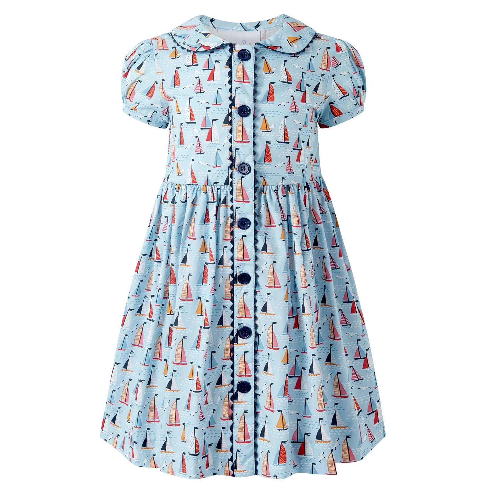 Blue Sailboat Ricrac Dress