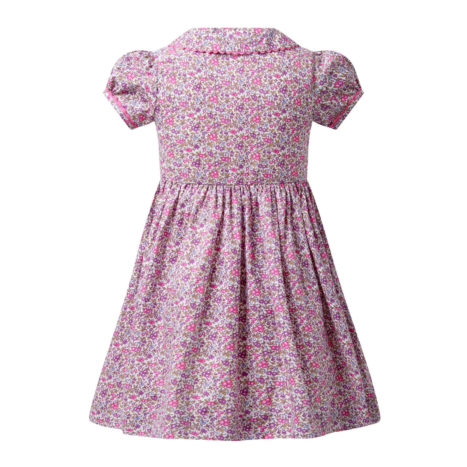 Pink Ditsy Ricrac Button Front Dress