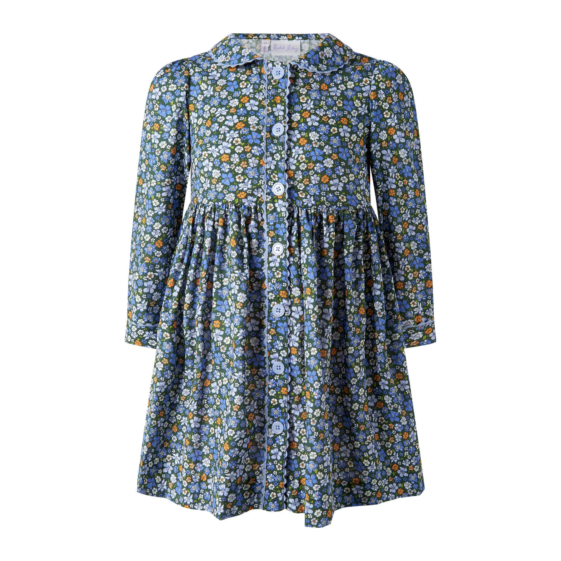 Blue Green Meadow Floral Ricrac Dress
