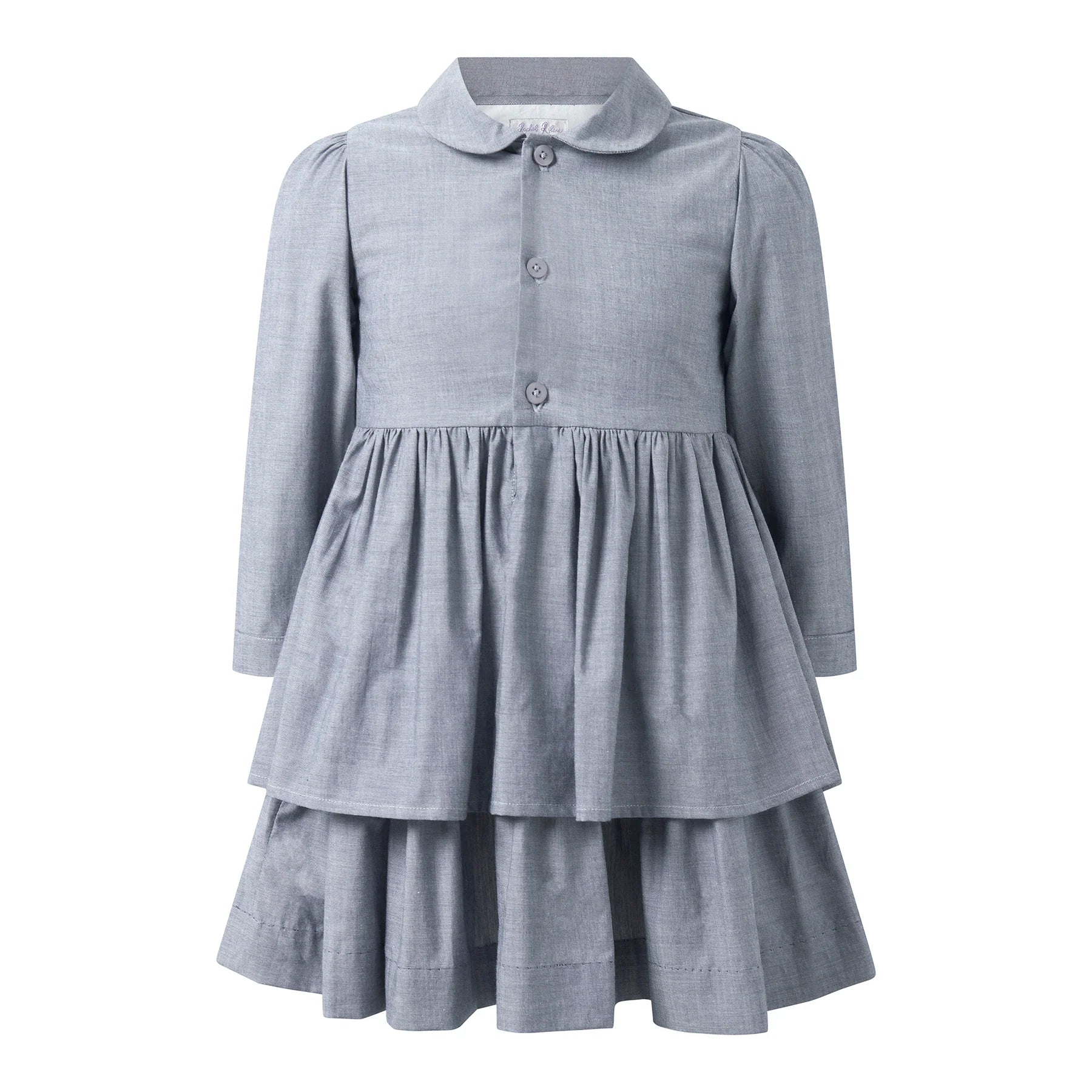 Chambray Layered Skirt Button Dress