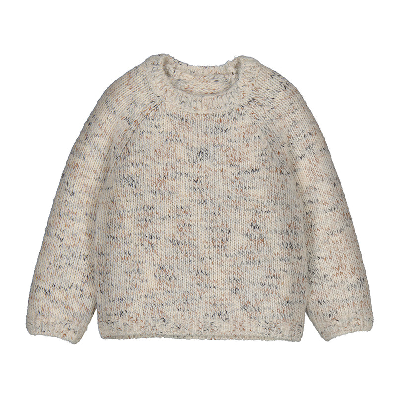 Cream Verigated Crew Neck Sweater