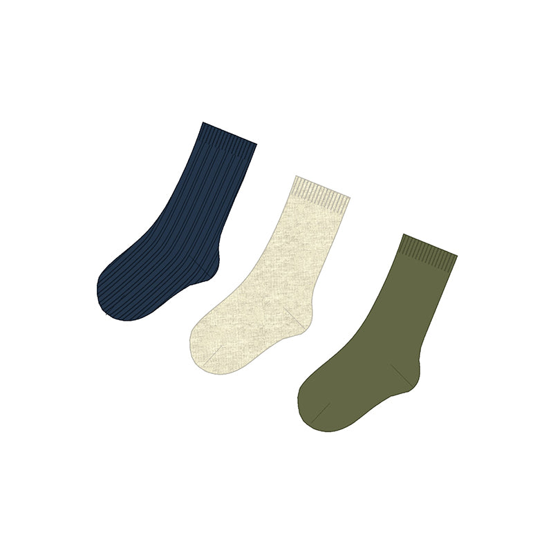 3pack Solid Rib Sock Set