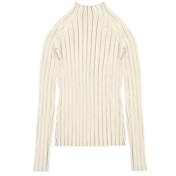 Cream Ribbed Mock Sweater