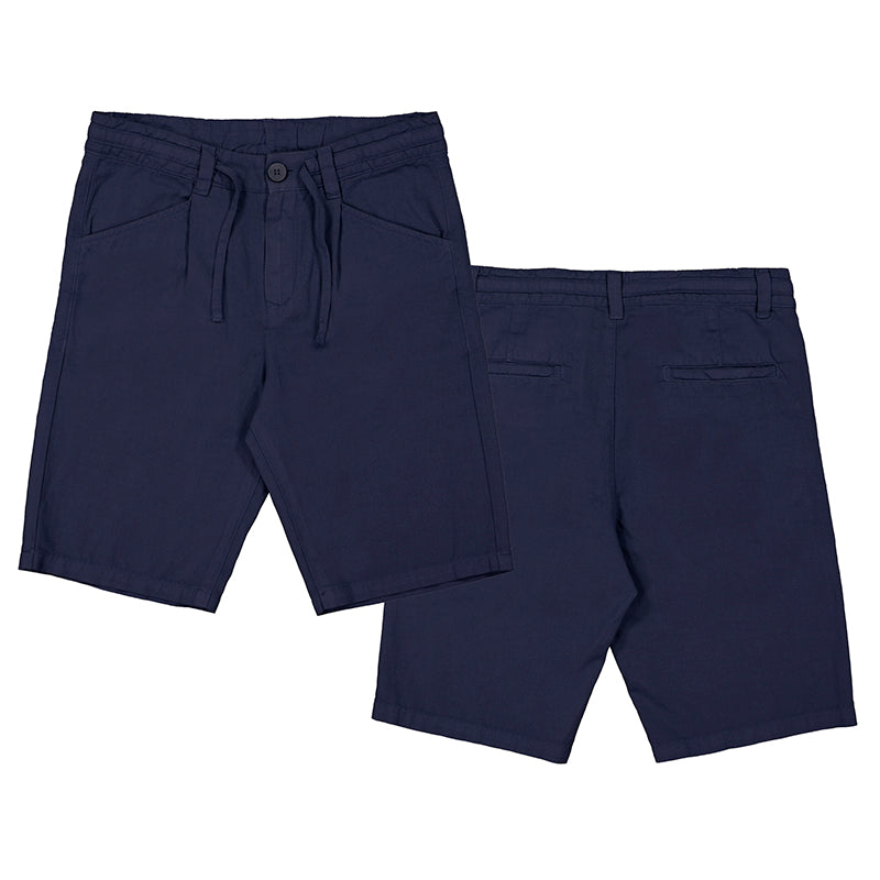 Navy Washed Twill Drawstring Short