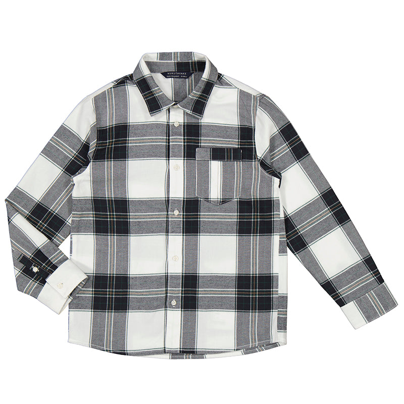 Navy Cream Large Plaid Shirt