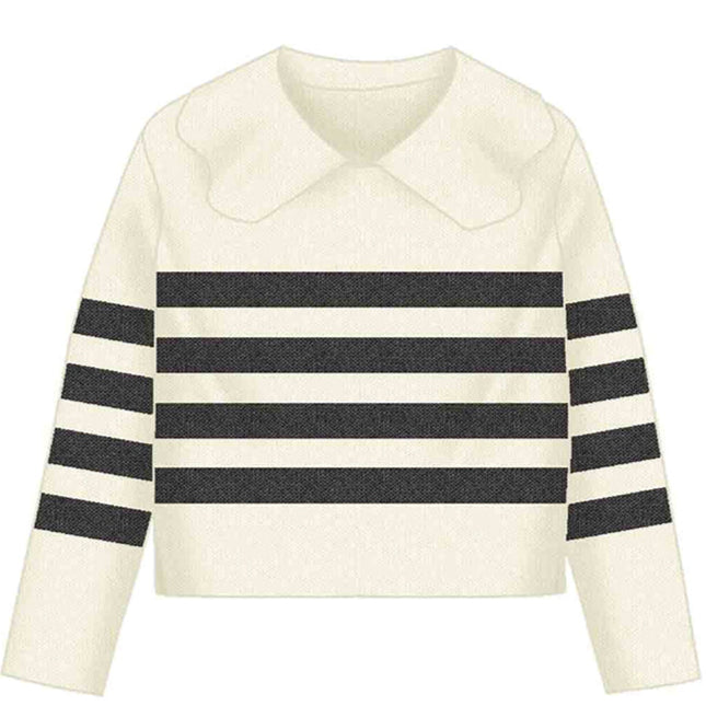 Off White Black Stripe Collared Sweater