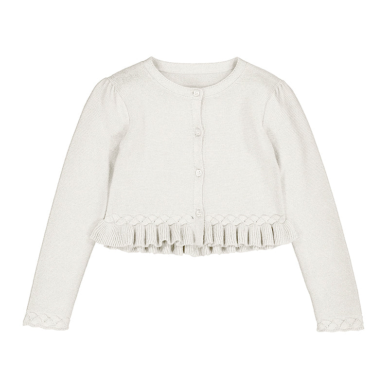 Off White Cardigan Ruffle Hem