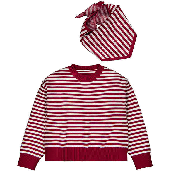 Red Stripe Sweater & Scarf