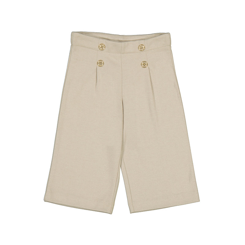 Beige Knit Wide Leg Pant