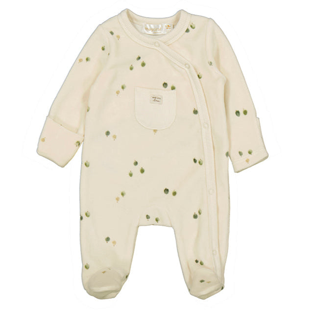 Cream Velour Asymetrical Footie