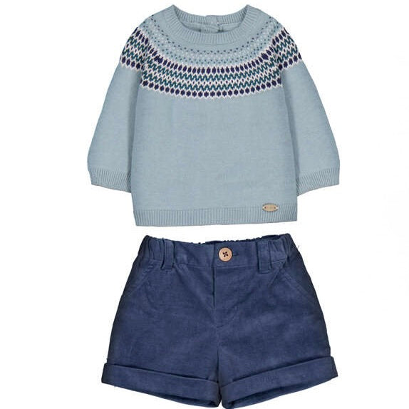 Blue Fairysle Sweater and Short Set
