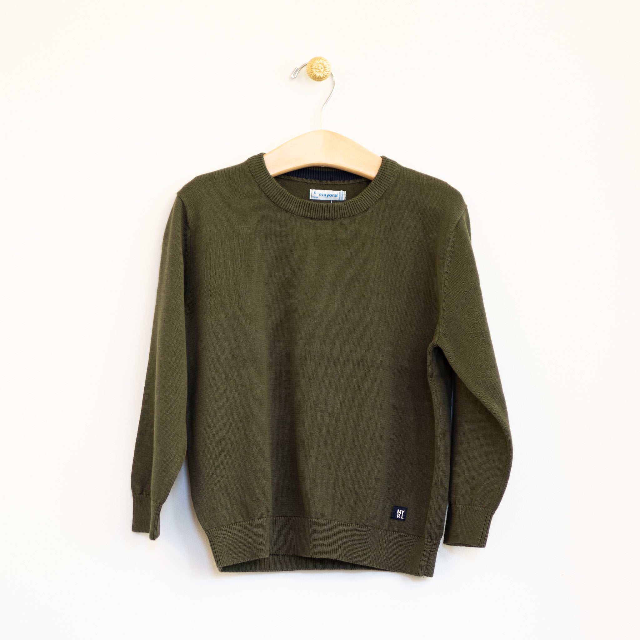 Olive Solid Crew Sweater