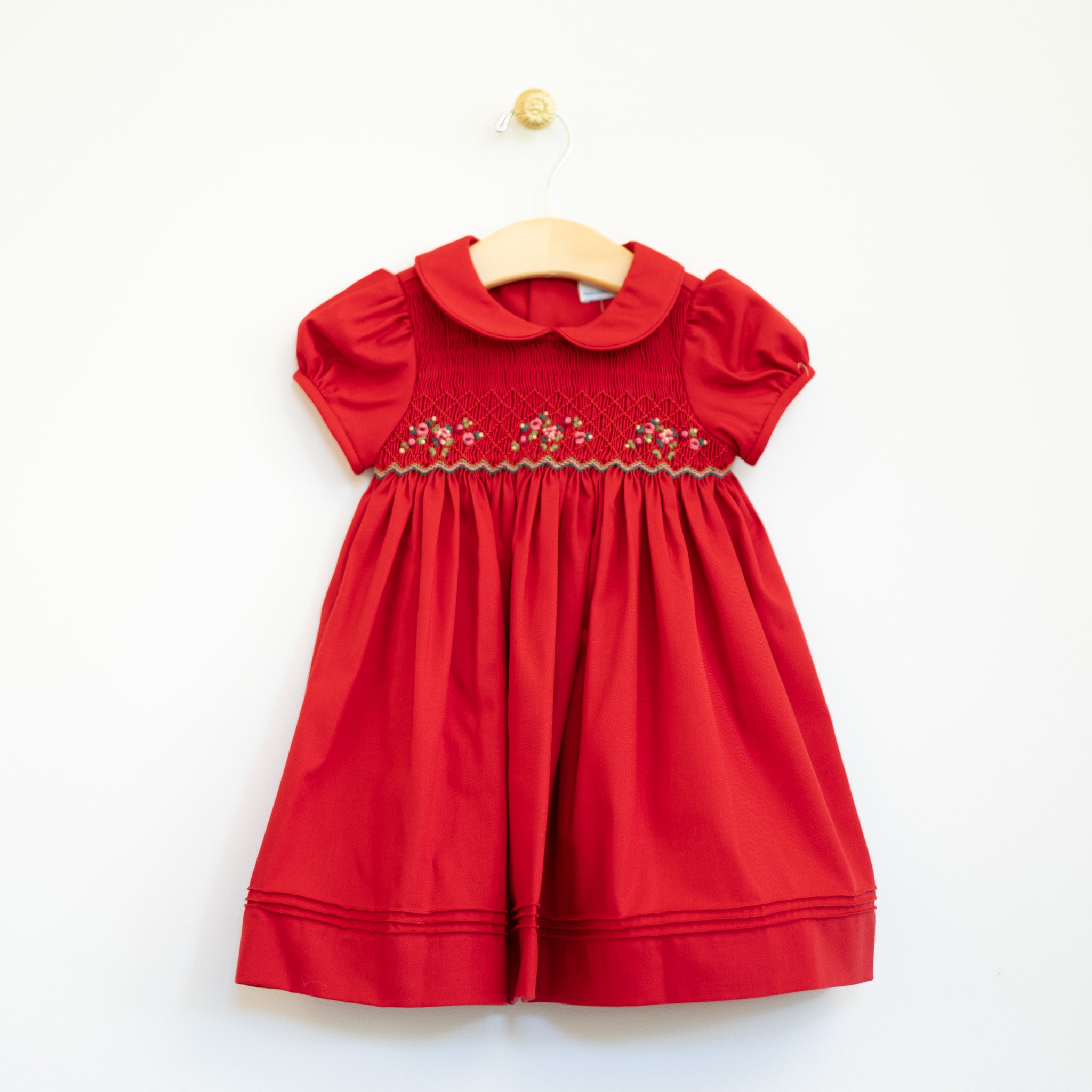 Infant Red Holly Berry Smocked Dress