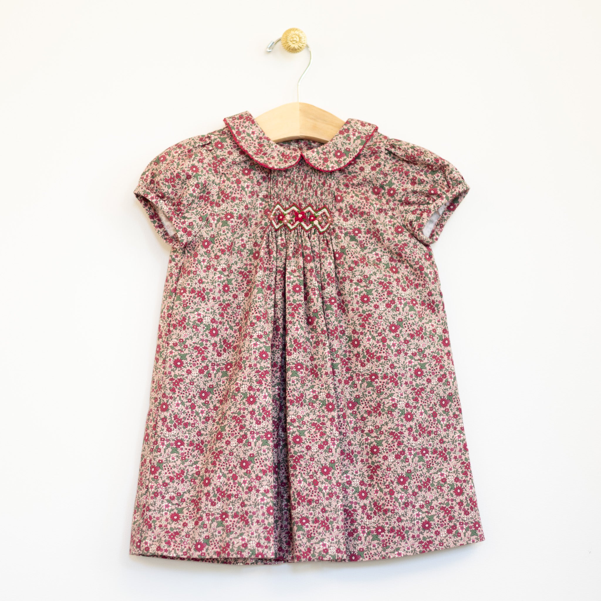 Cranberry Print Smocked Infant Dress
