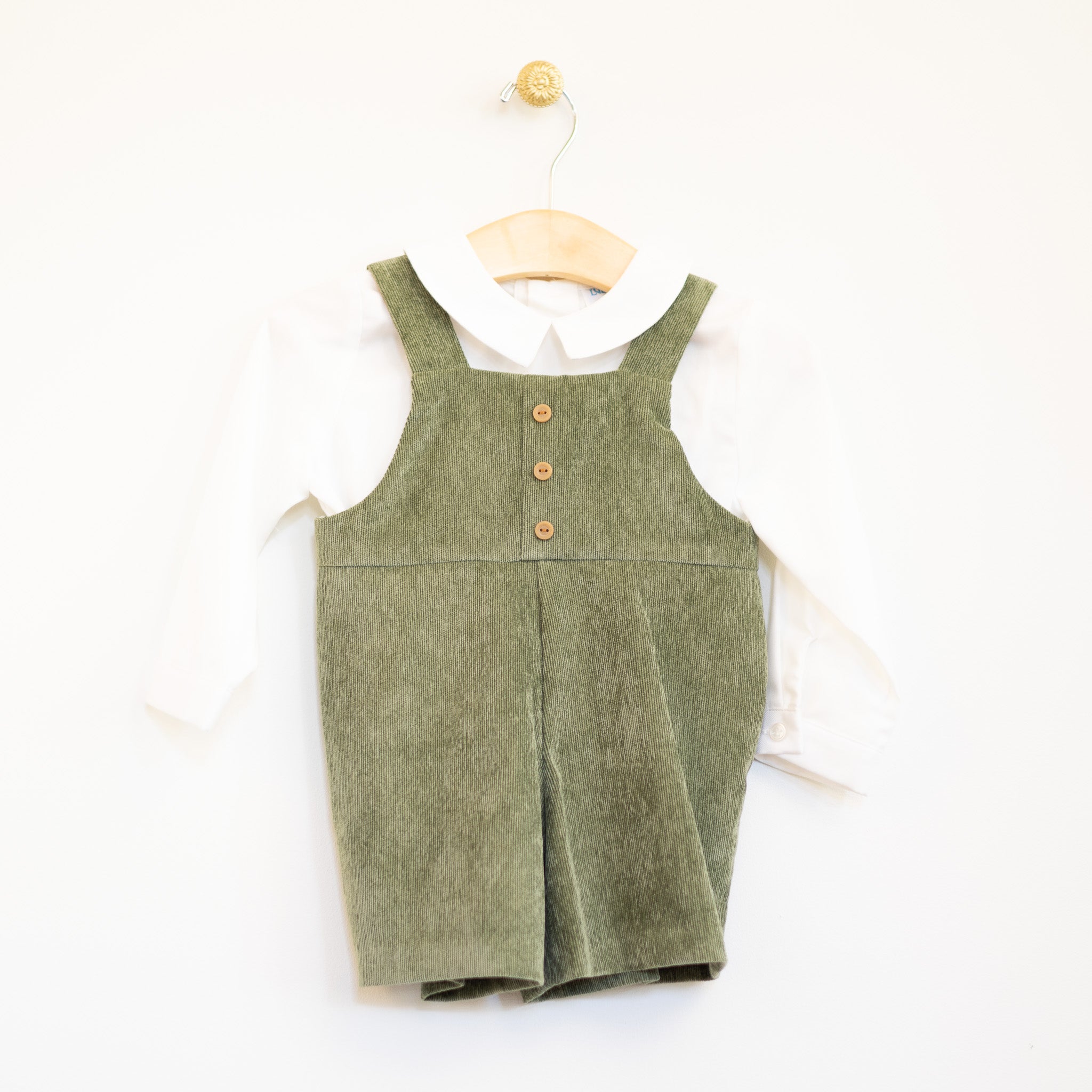 Olive Cord Overall Set