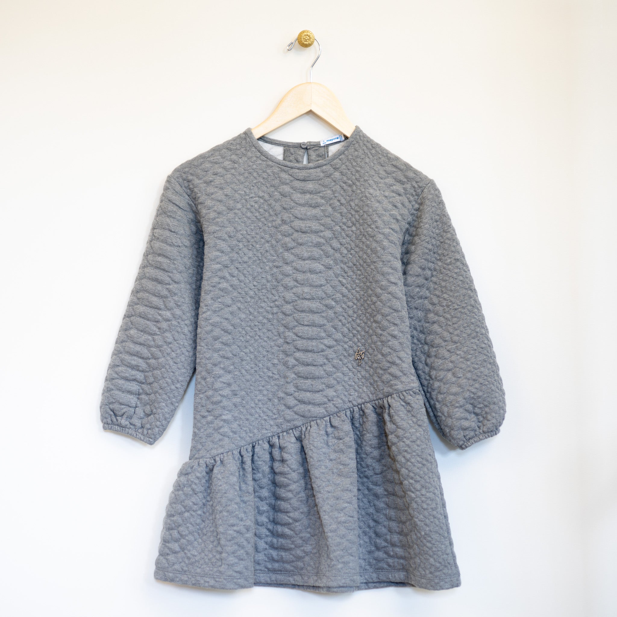 Grey Quilted Knit Dress