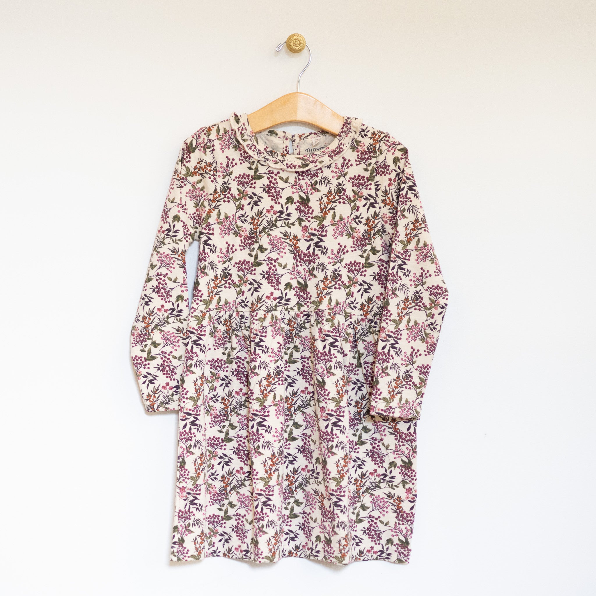 Cream Mauve Floral Knit Dress