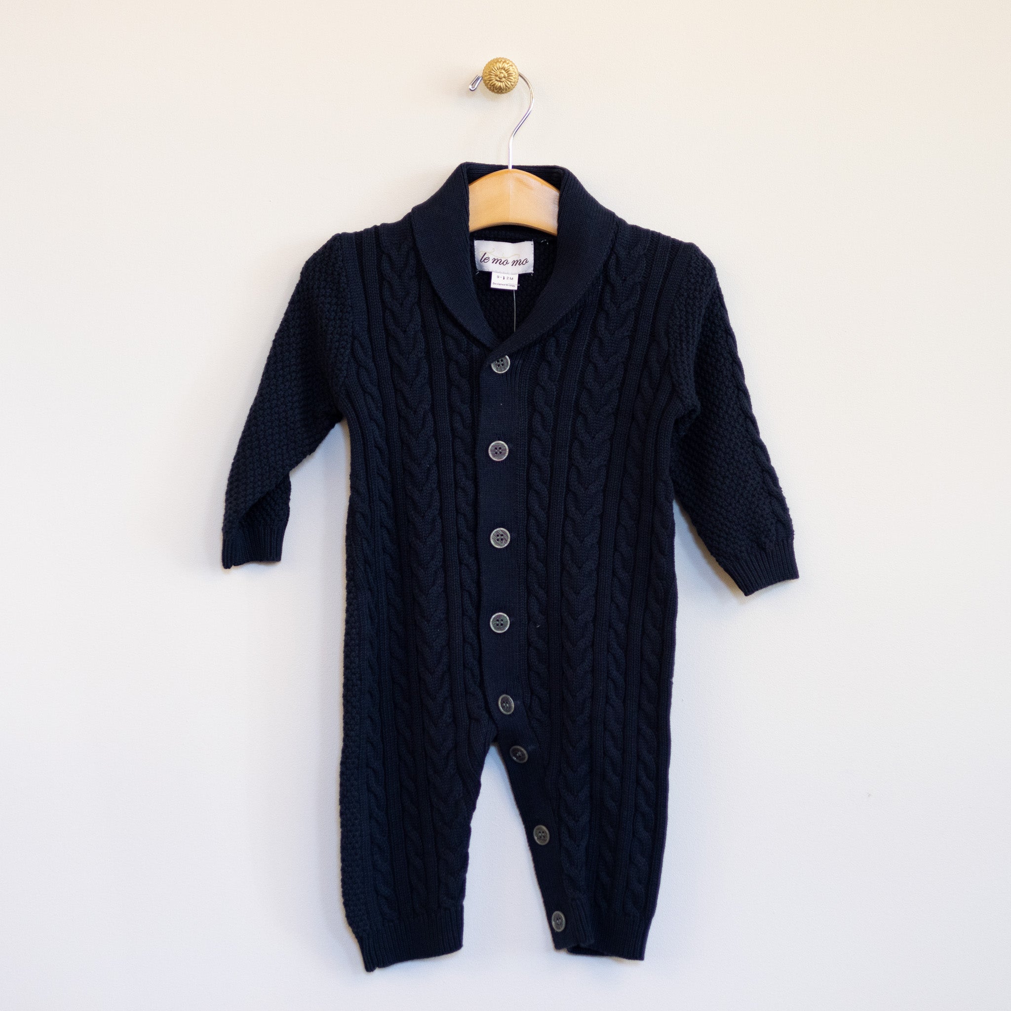 Navy Knit Cable Coverall