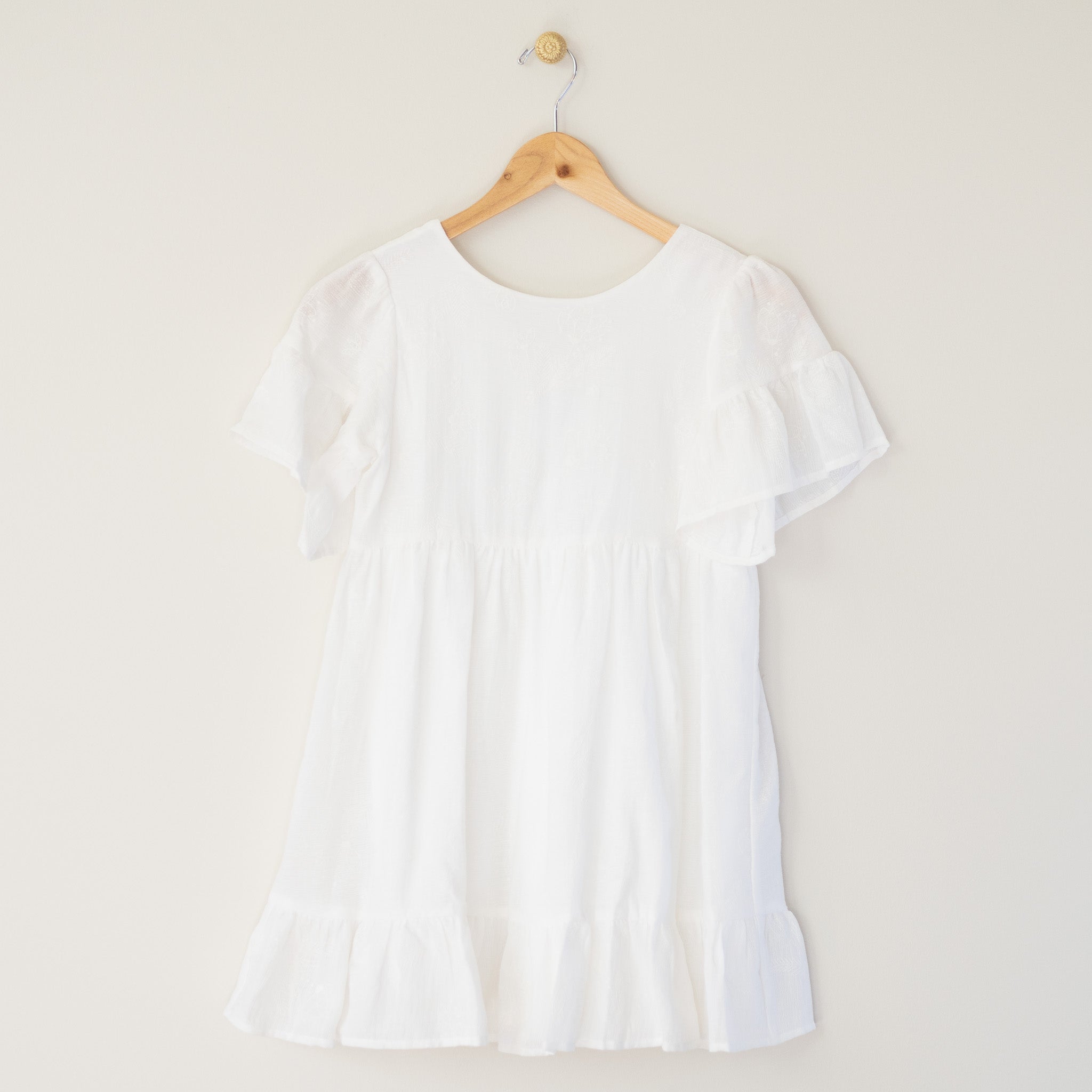 White Babydoll Embroidered Dress