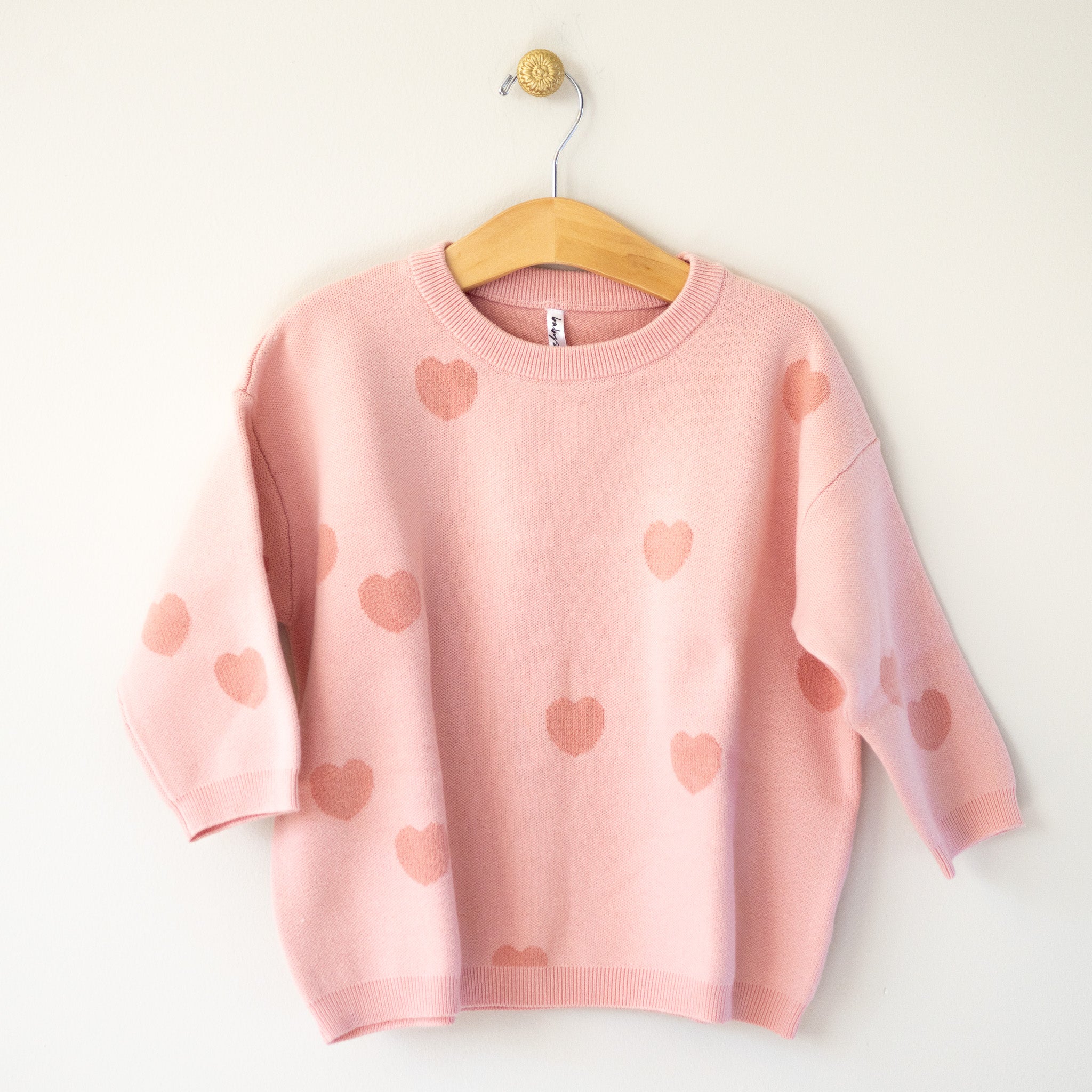 Pink Woven Hearts Sweater