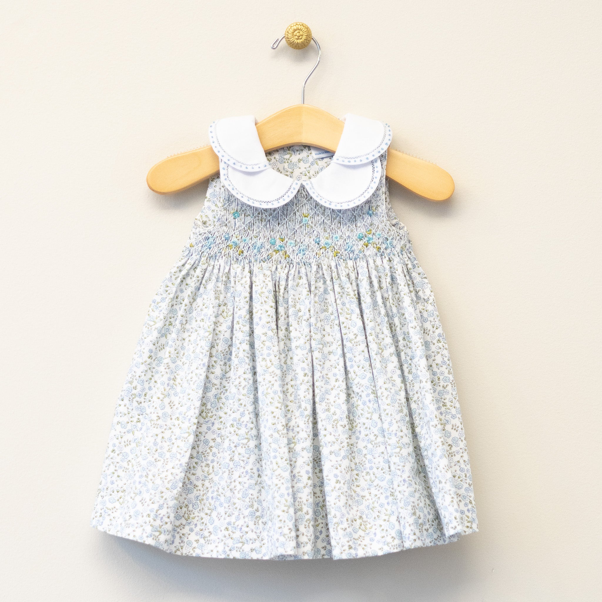 Light Blue Wildflower Smocked Infant Dress