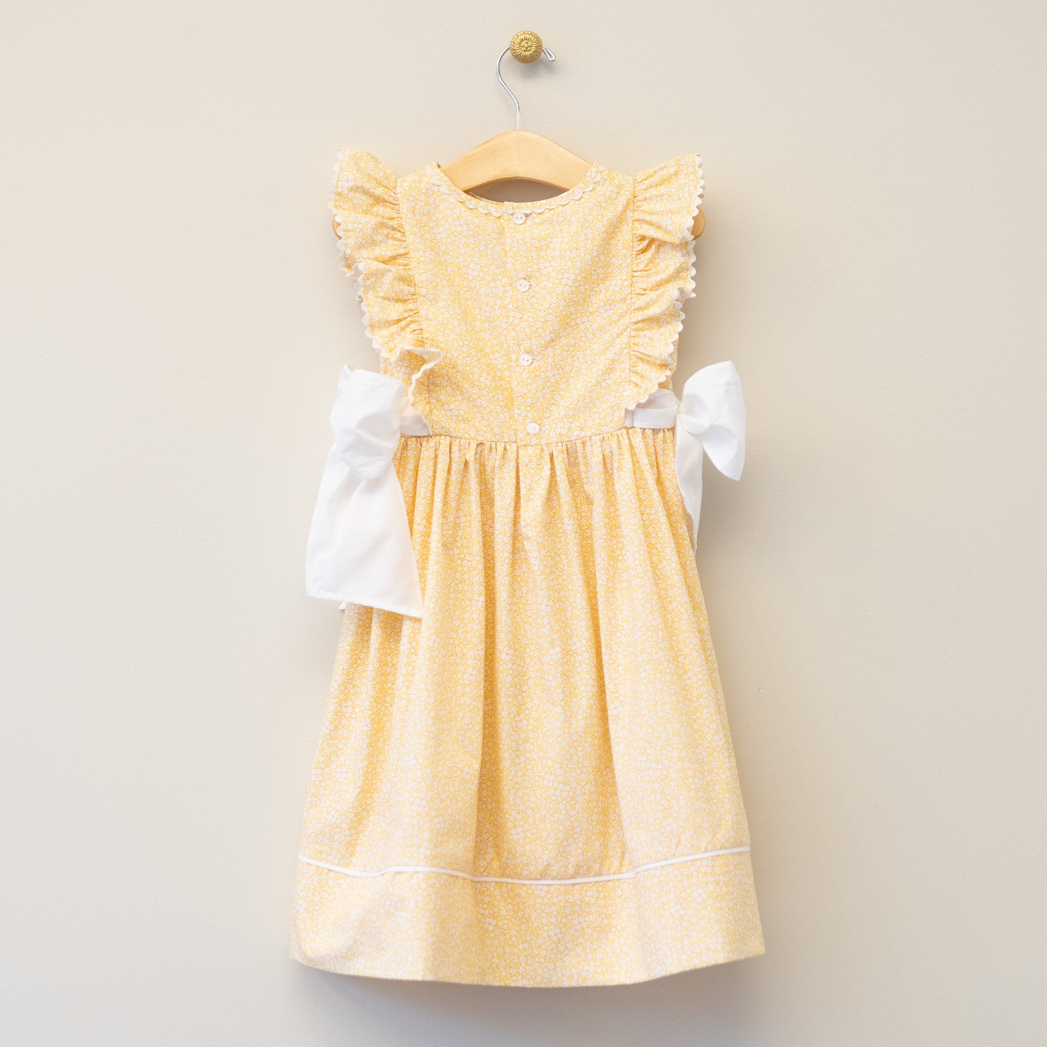 Yellow Print Pinafore Dress