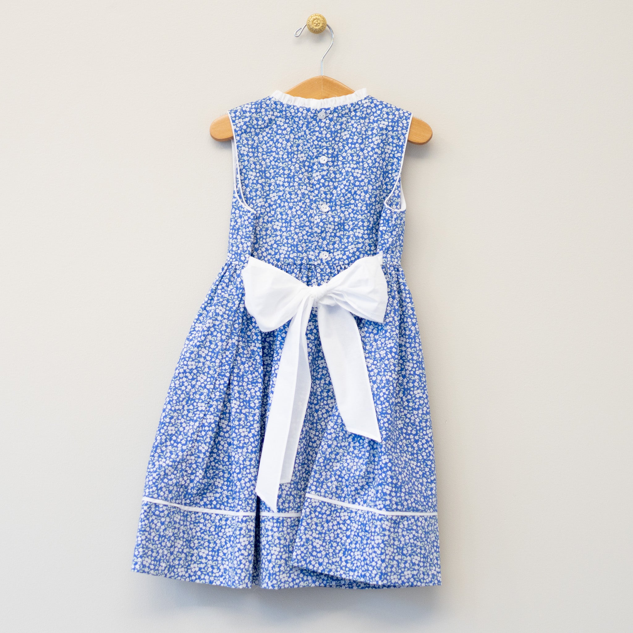 Blue and White Ditsy Print Dress