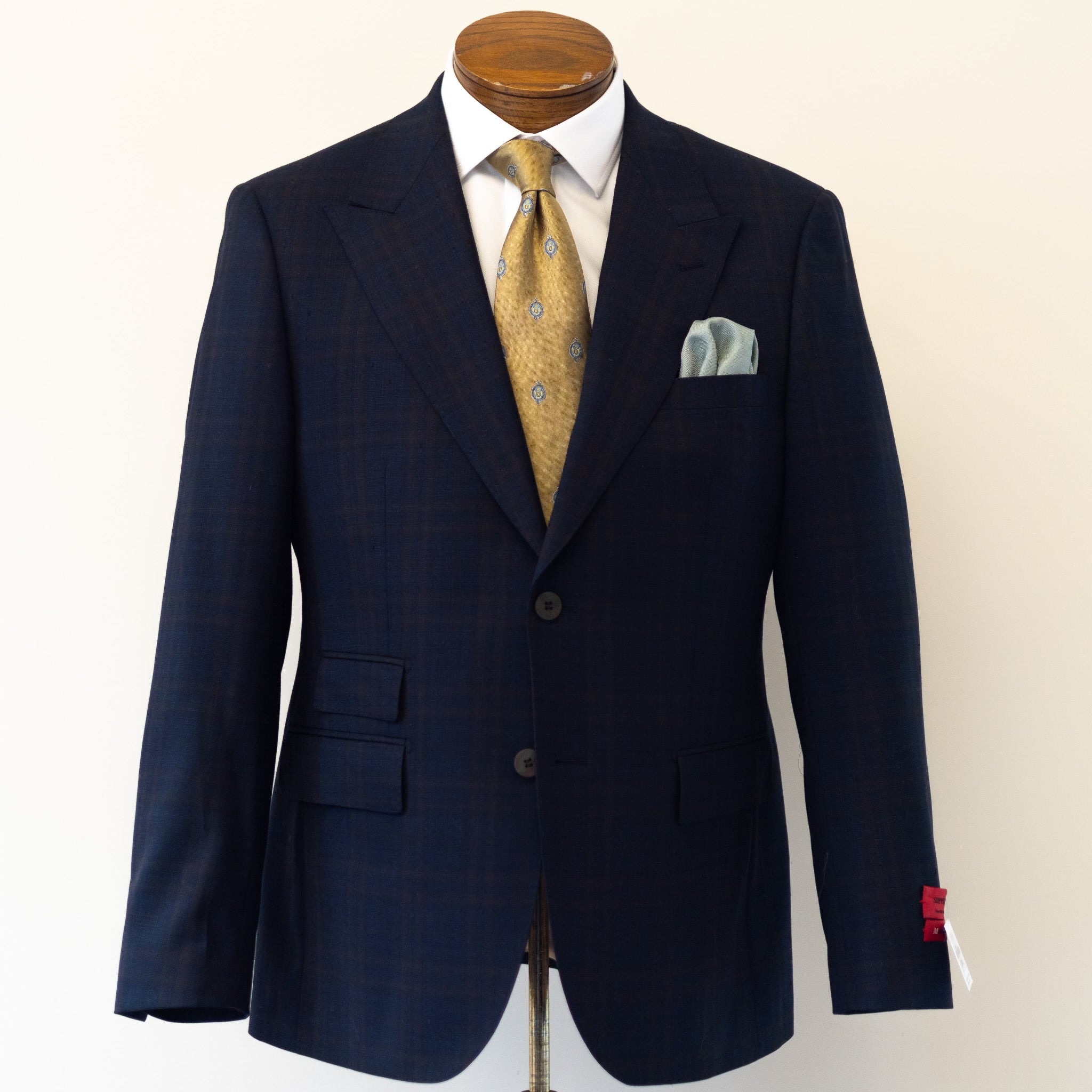 Mattarazi Navy Burgundy Plaid Suit