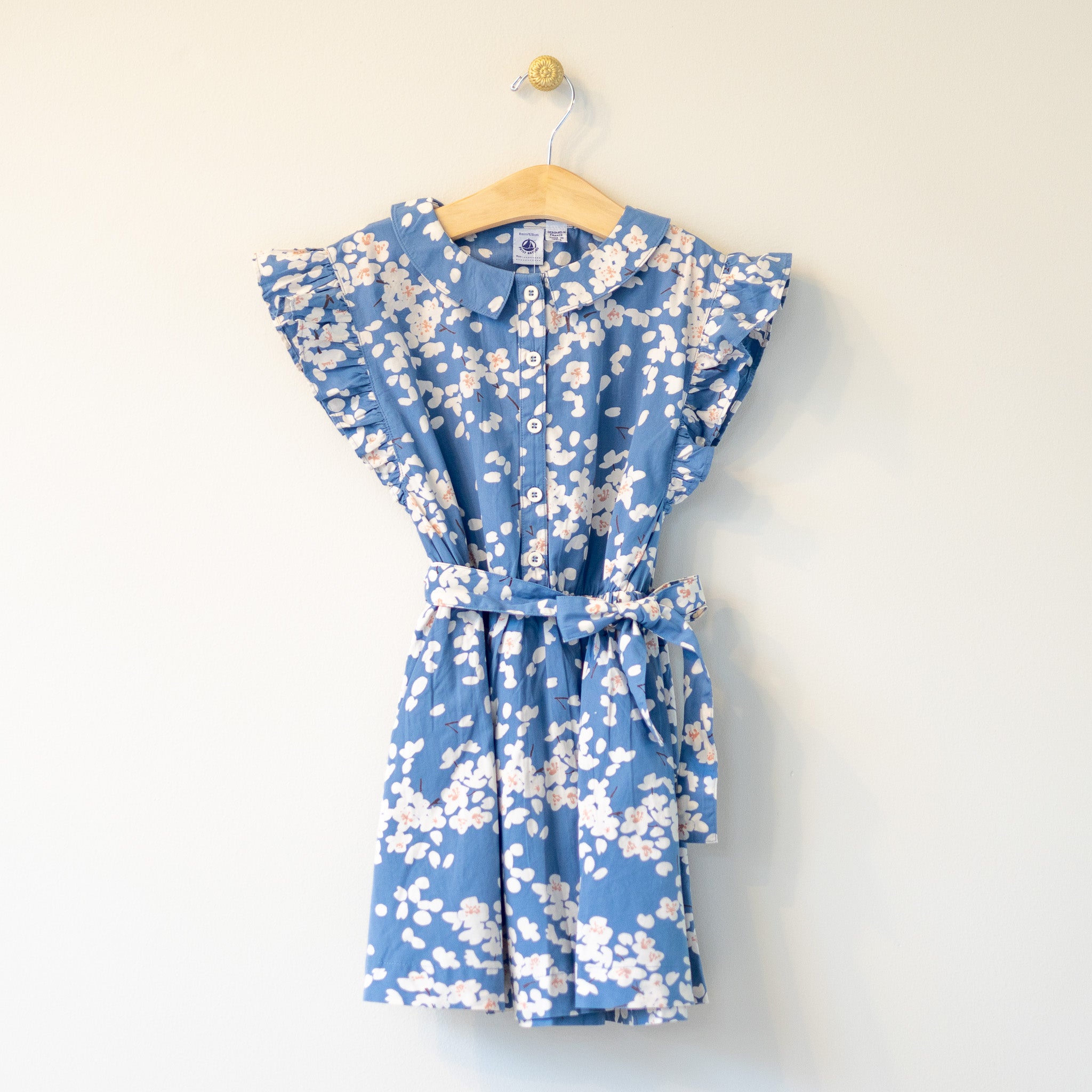 Petit Bateau Dress Blue Woven Floral