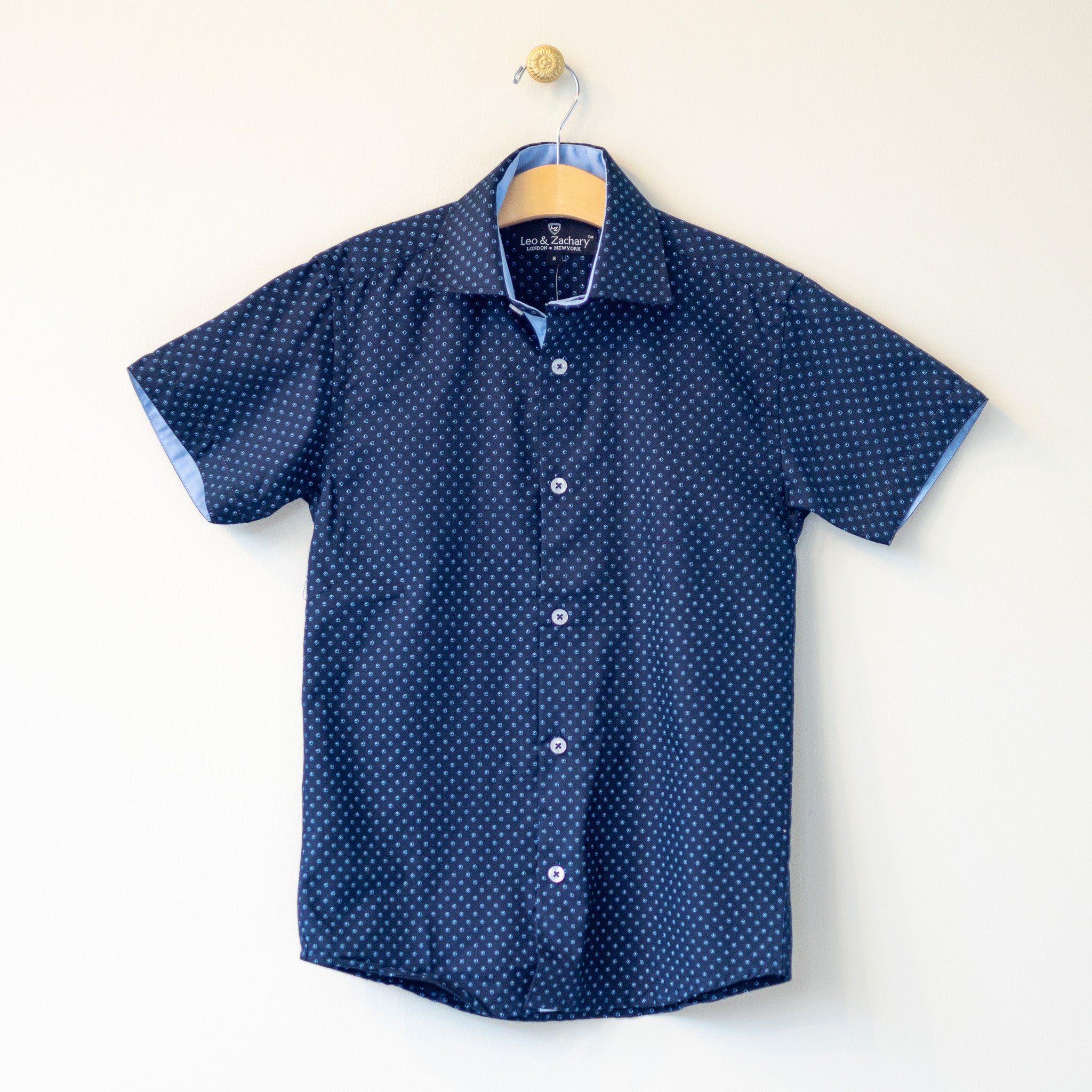 Navy/Lt. Blue Dot S/S Dress Shirt