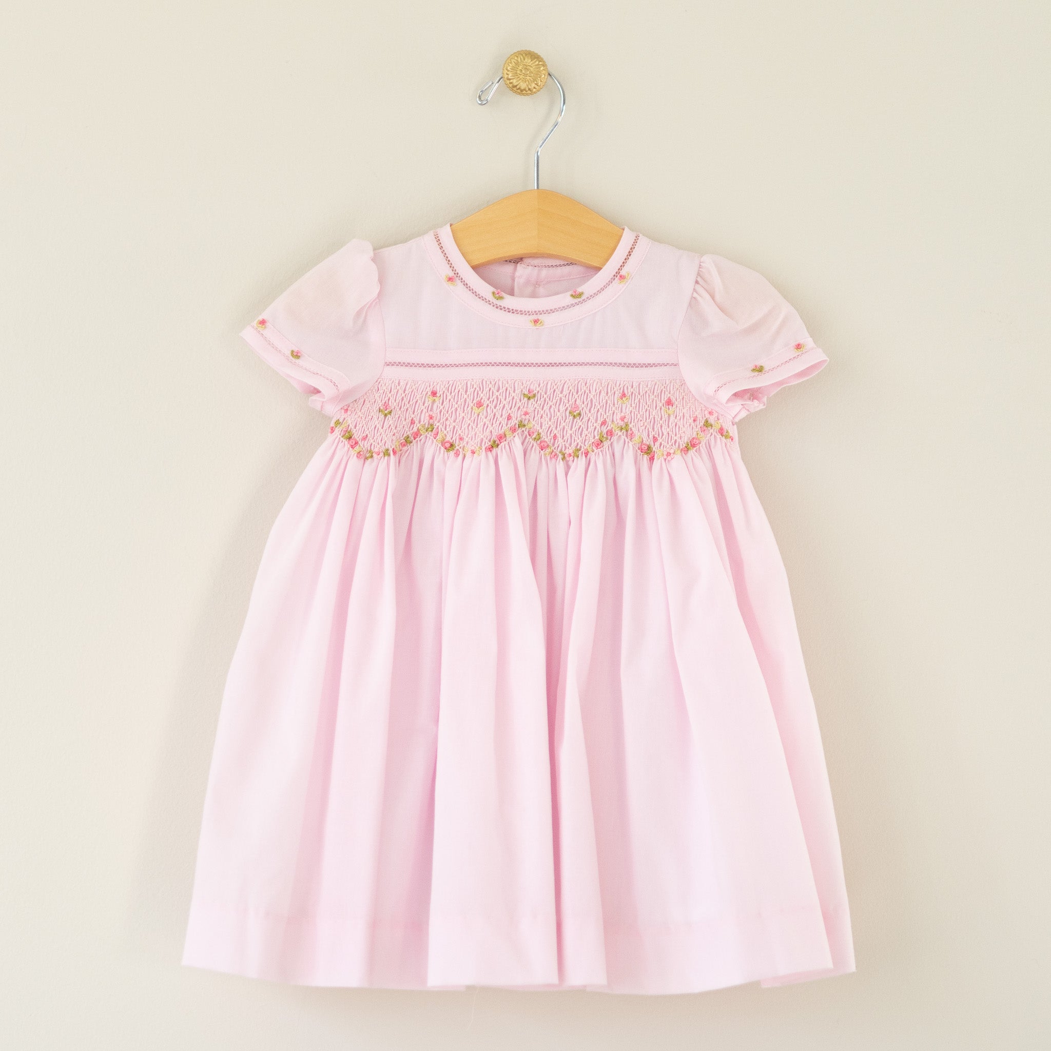 Infant Solid Pink Smocked Dress