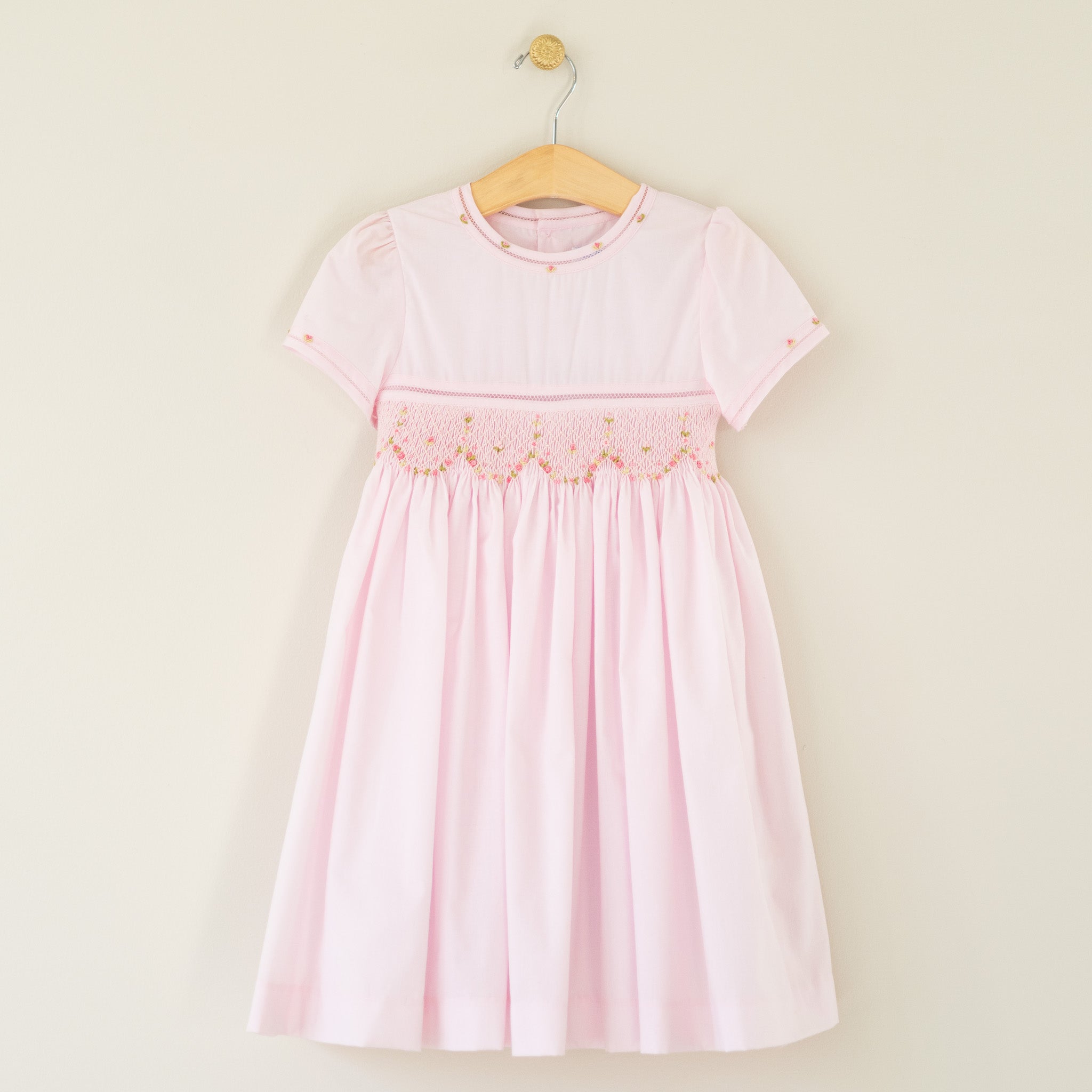 Solid Pink Smocked Dress